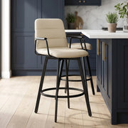 Marco Stool Black Arms & Cream Leather