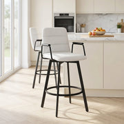 Marco Stool Black Arms & White Leather