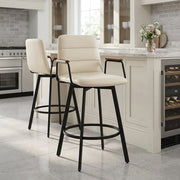 Marco Stool Walnut Arms & Cream Leather