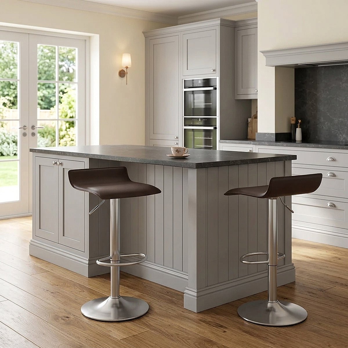 Mars Brushed Steel Bar Stool Brown