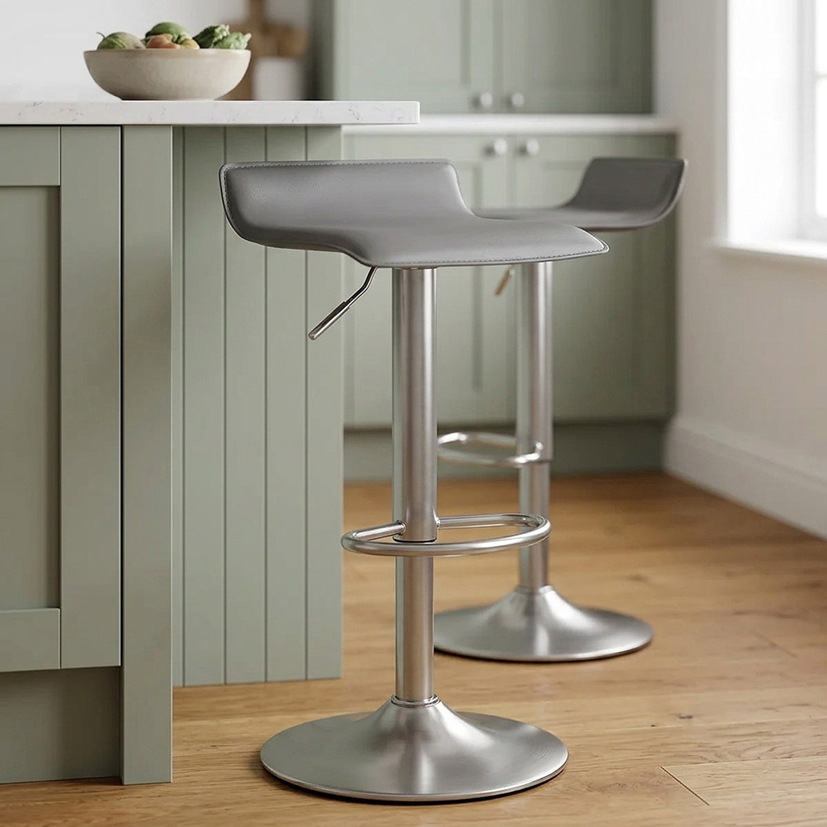 Mars Brushed Steel Bar Stool Grey