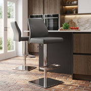 Martello Real Leather Chrome Stool Grey