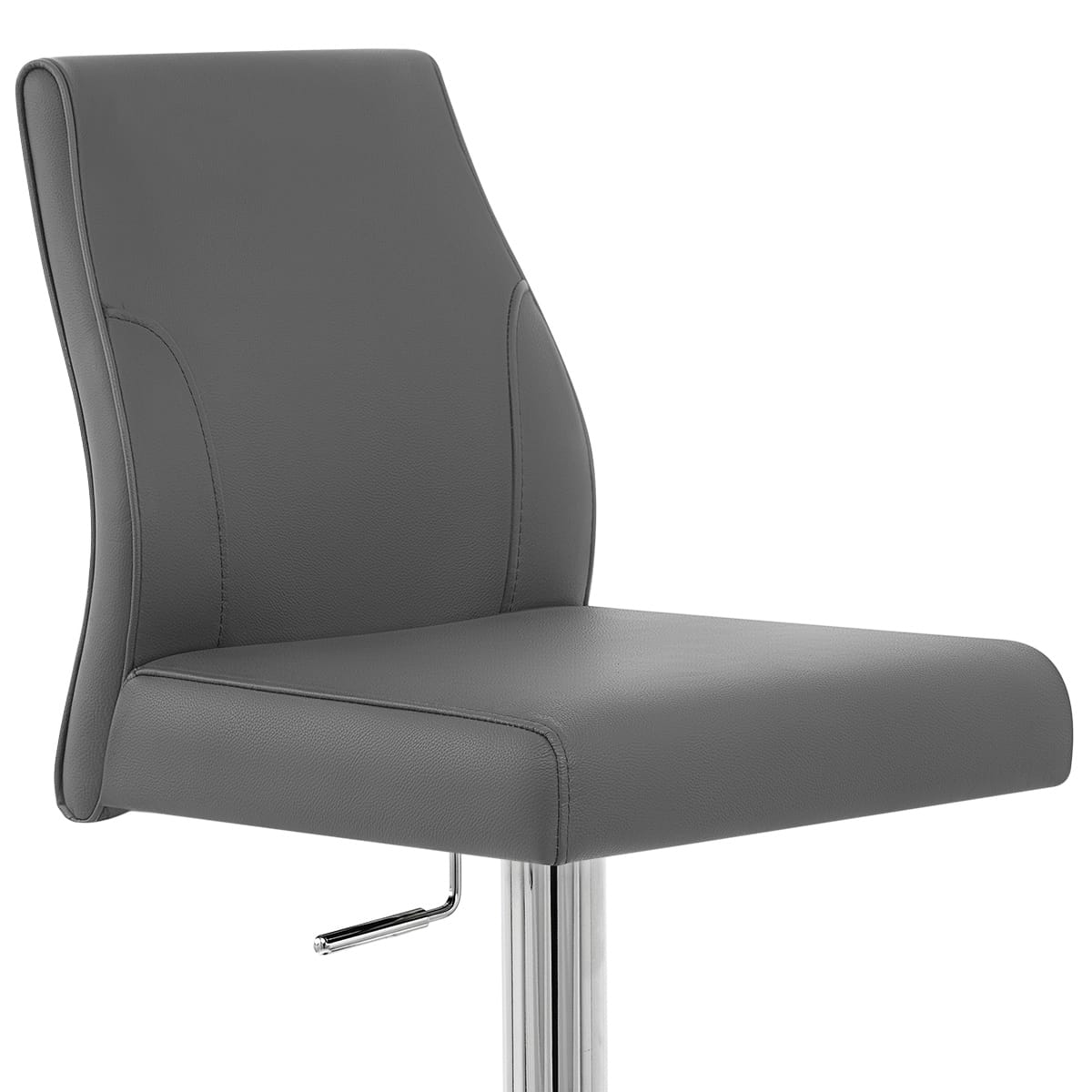 Martello Real Leather Chrome Stool Grey