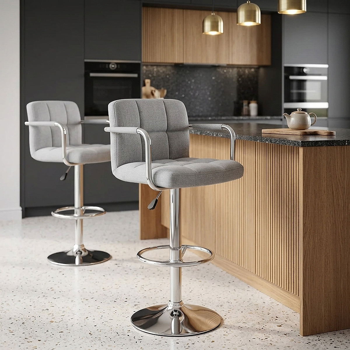 Maze Bar Stool Grey Fabric