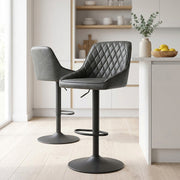 Melbourne Real Leather Stool Antique Charcoal