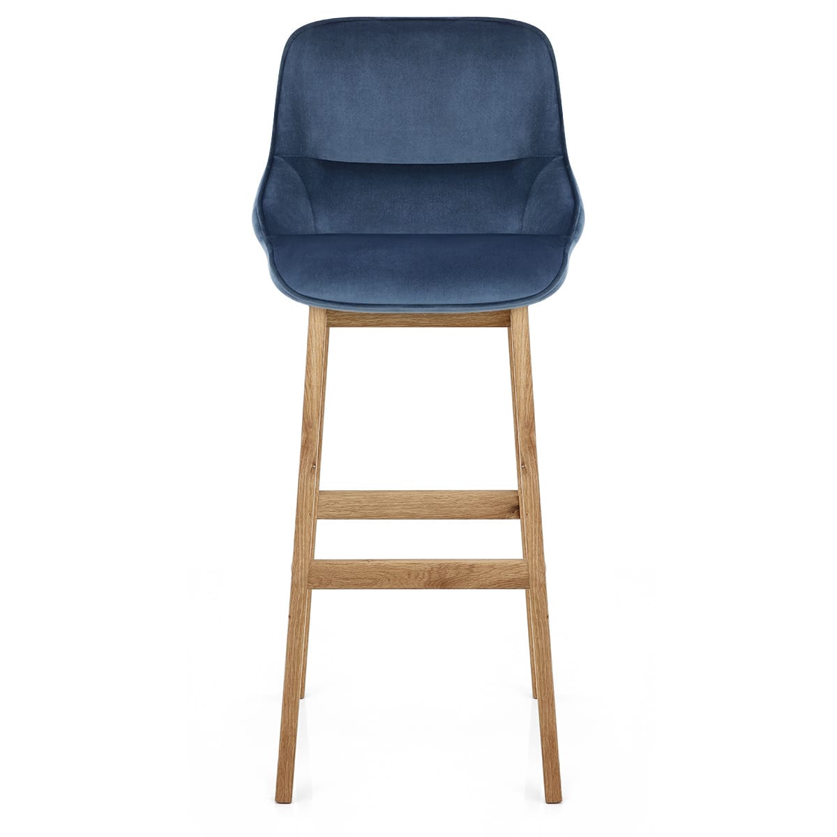 Miami Wooden Stool Blue Velvet