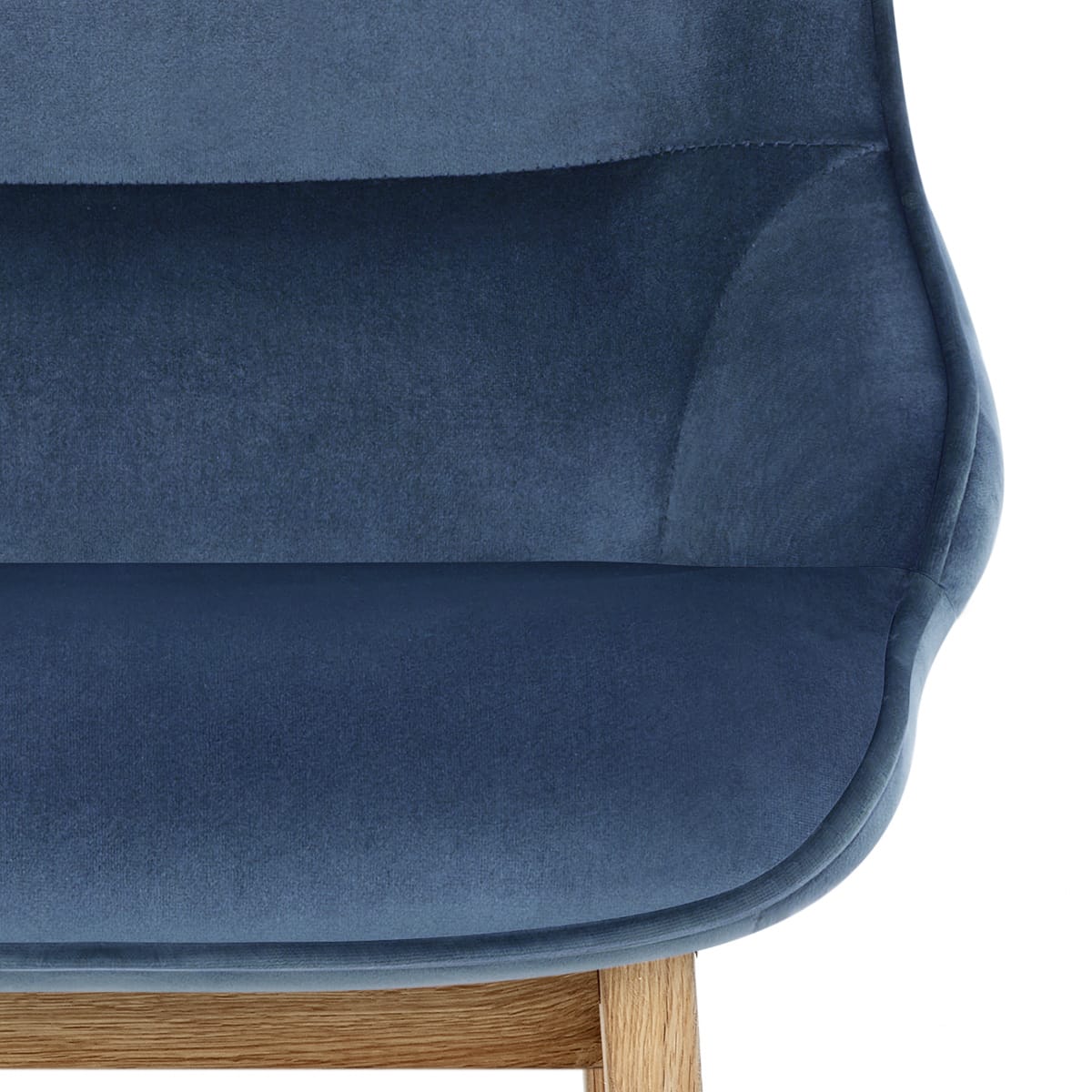 Miami Wooden Stool Blue Velvet