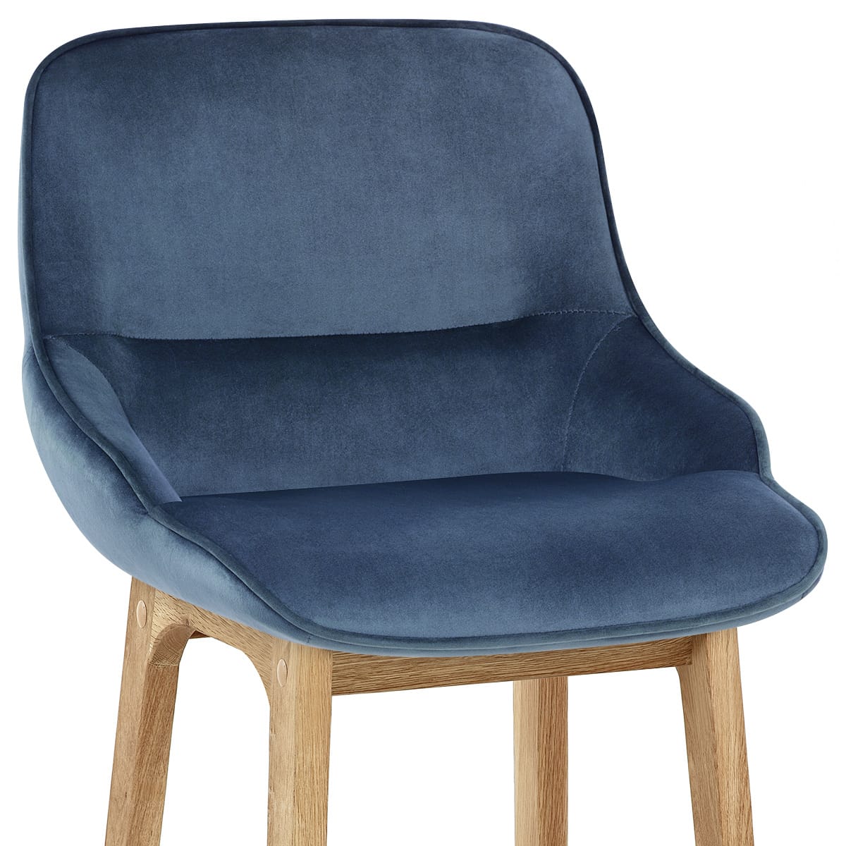 Miami Wooden Stool Blue Velvet