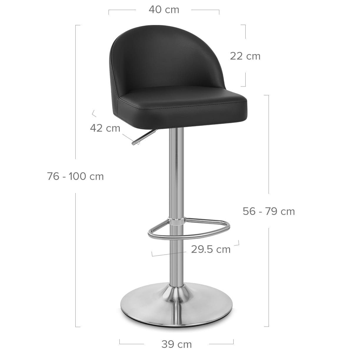 Mimi Brushed Steel Stool Black