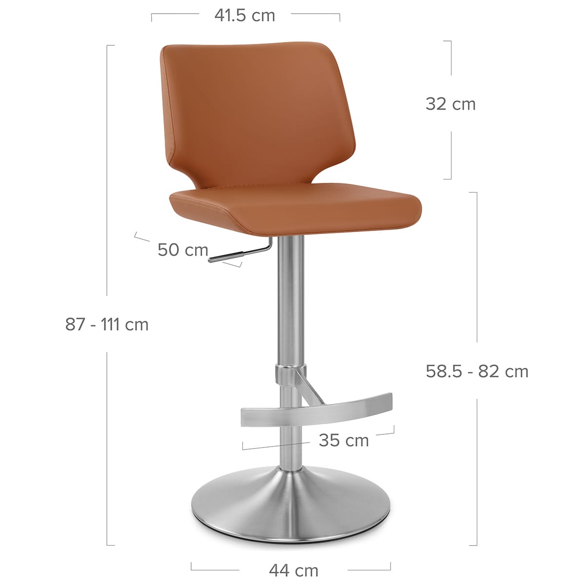 Mode Brushed Steel Stool  Dark Tan