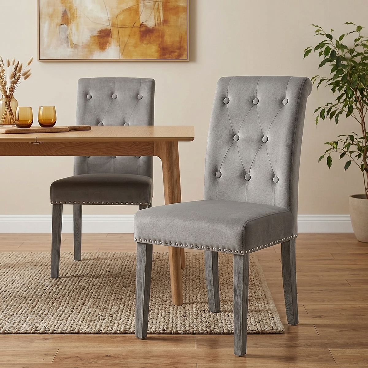 Moreton Dining Chair Grey Velvet
