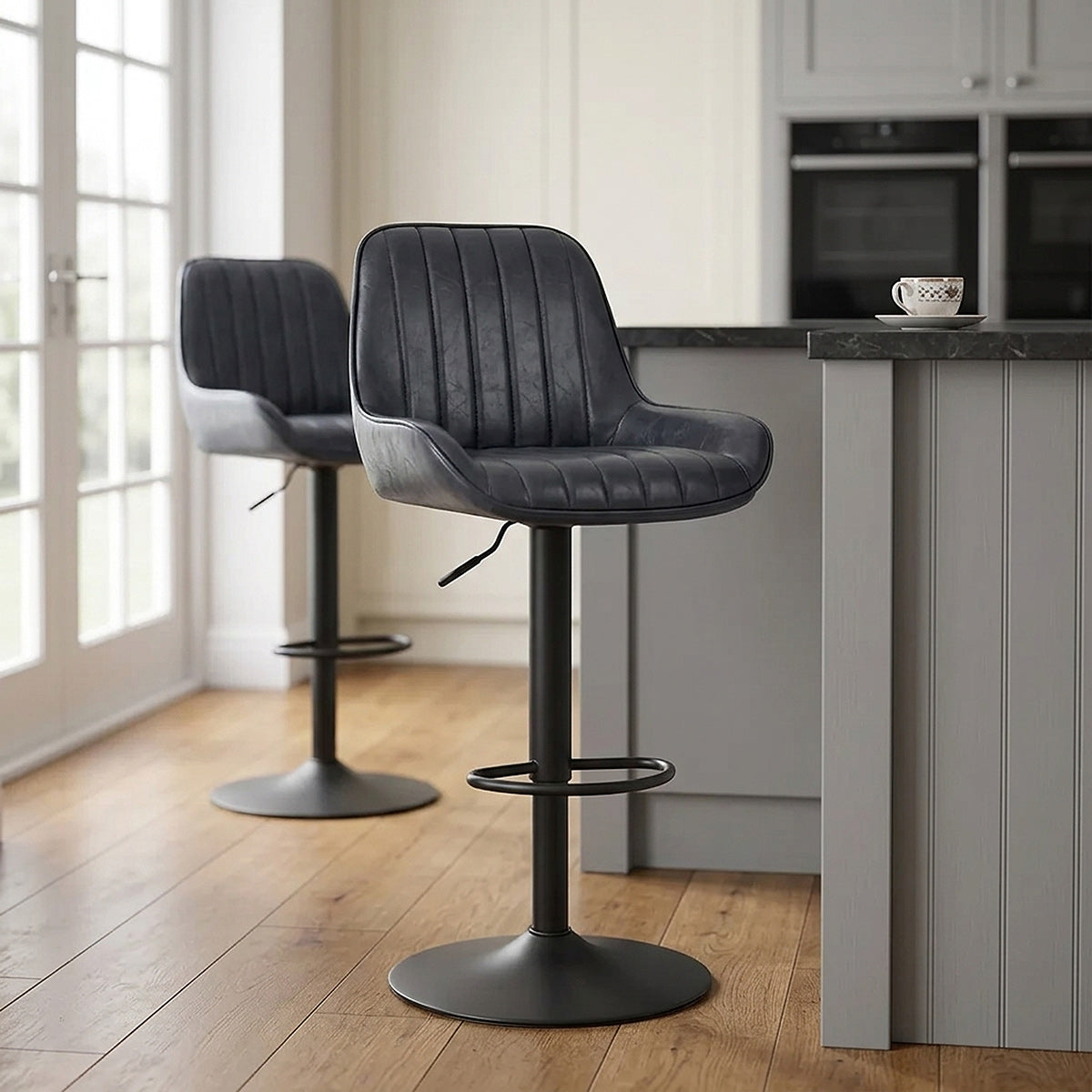 Mustang Gas Lift Bar Stool Antique Midnight Blue