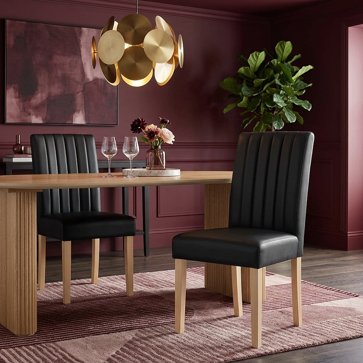 Newbury Real Leather Dining Chair Black
