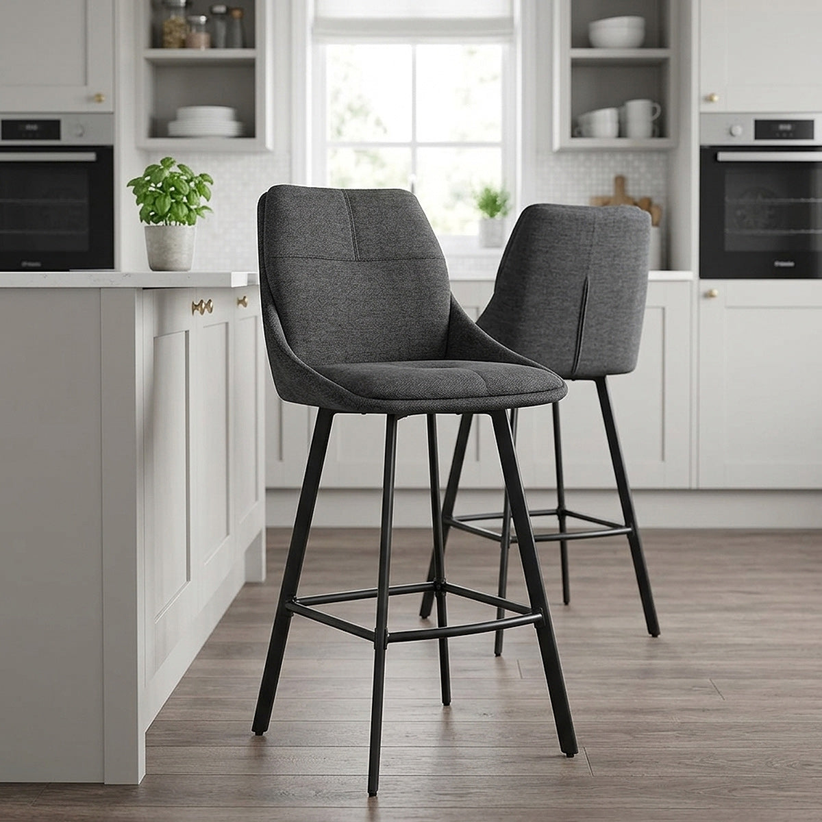 Nova Bar Stool Charcoal Fabric