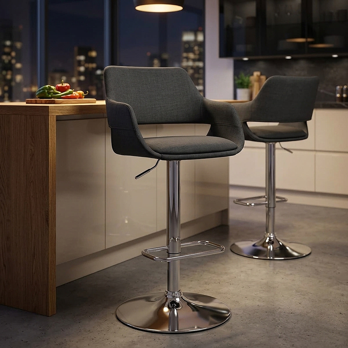Nuevo Bar Stool Charcoal Fabric