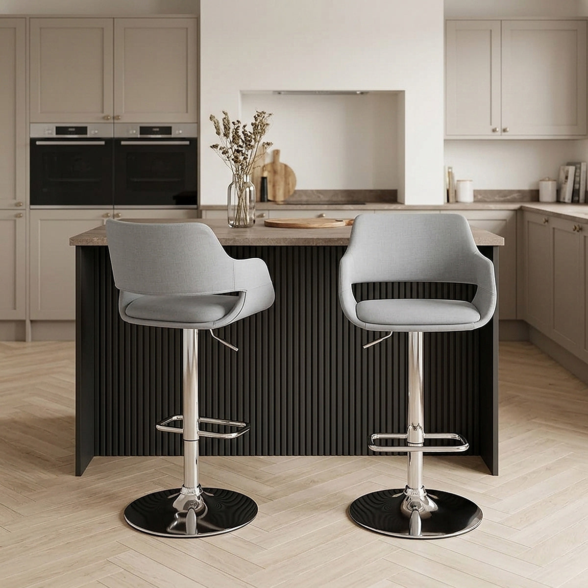 Nuevo Bar Stool Grey Fabric