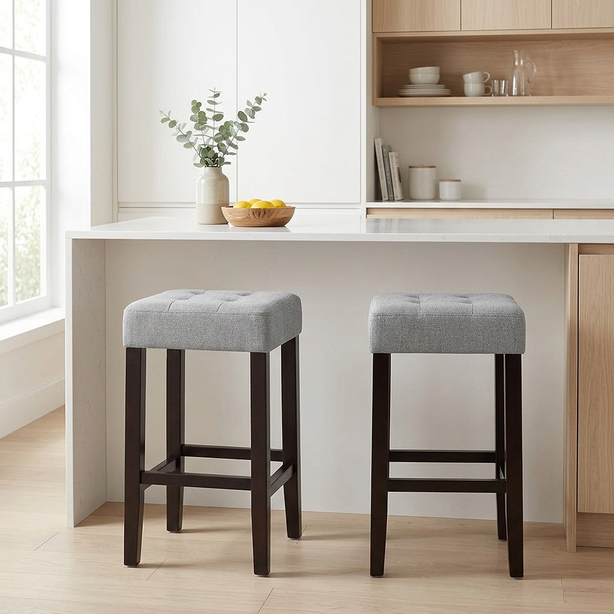 Oliver Wenge Stool Grey Fabric