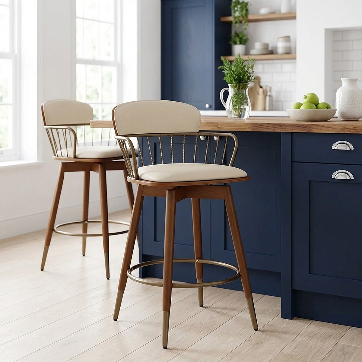Opera Bar Stool Walnut & Cream