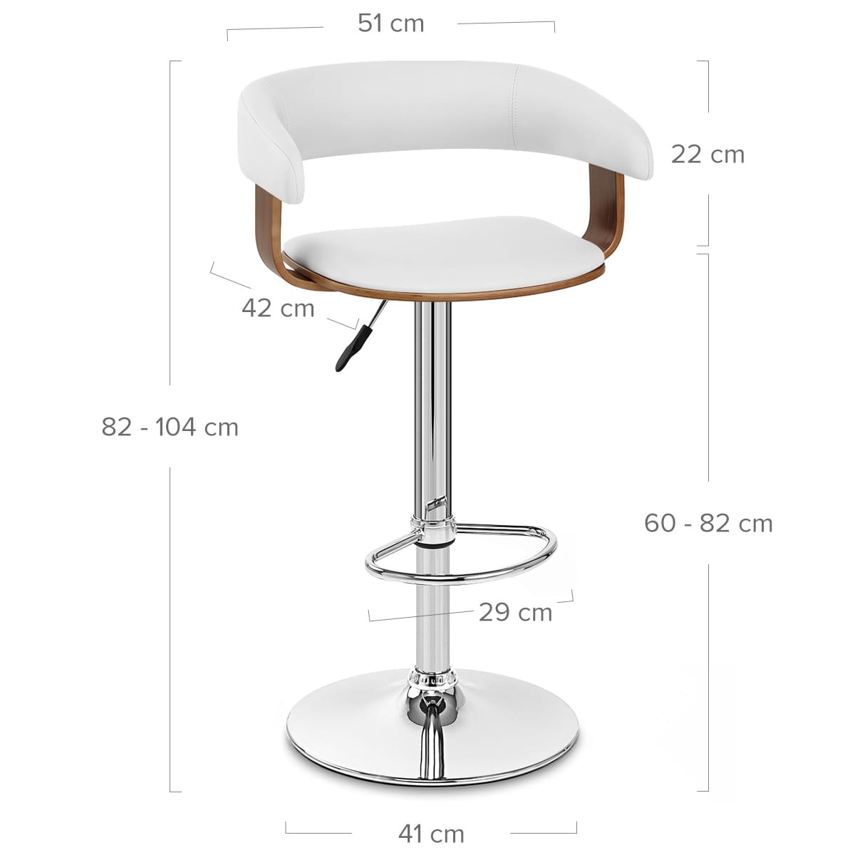 Orlando Bar Stool White & Walnut