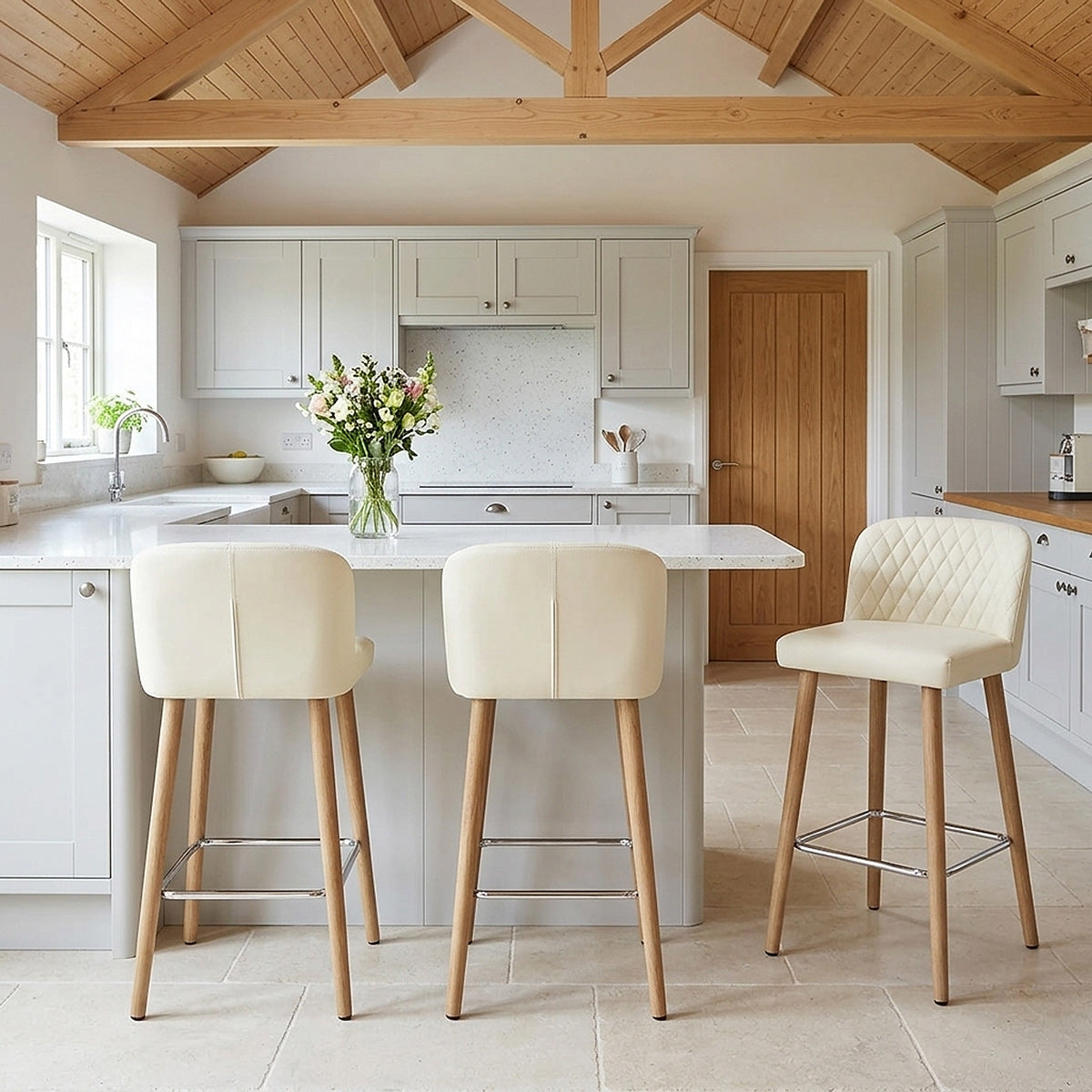 Pacific Wooden Stool Cream