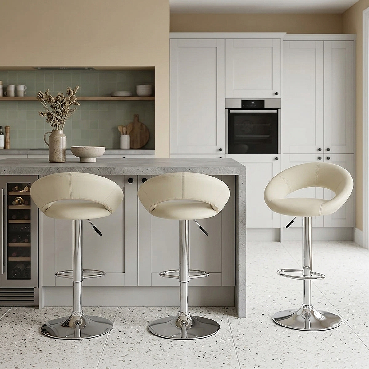 Padded Crescent Bar Stool Cream