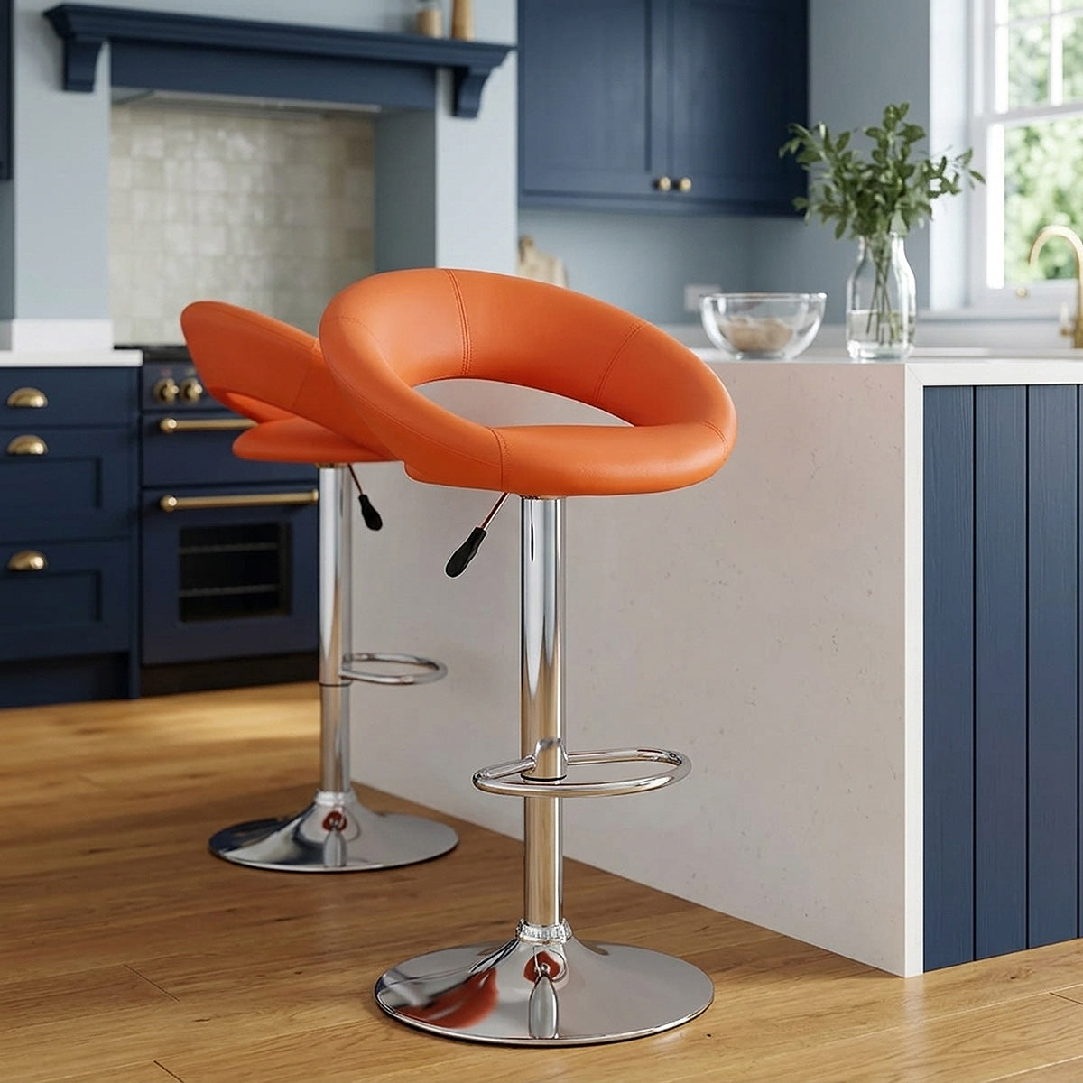 Padded Crescent Bar Stool Orange