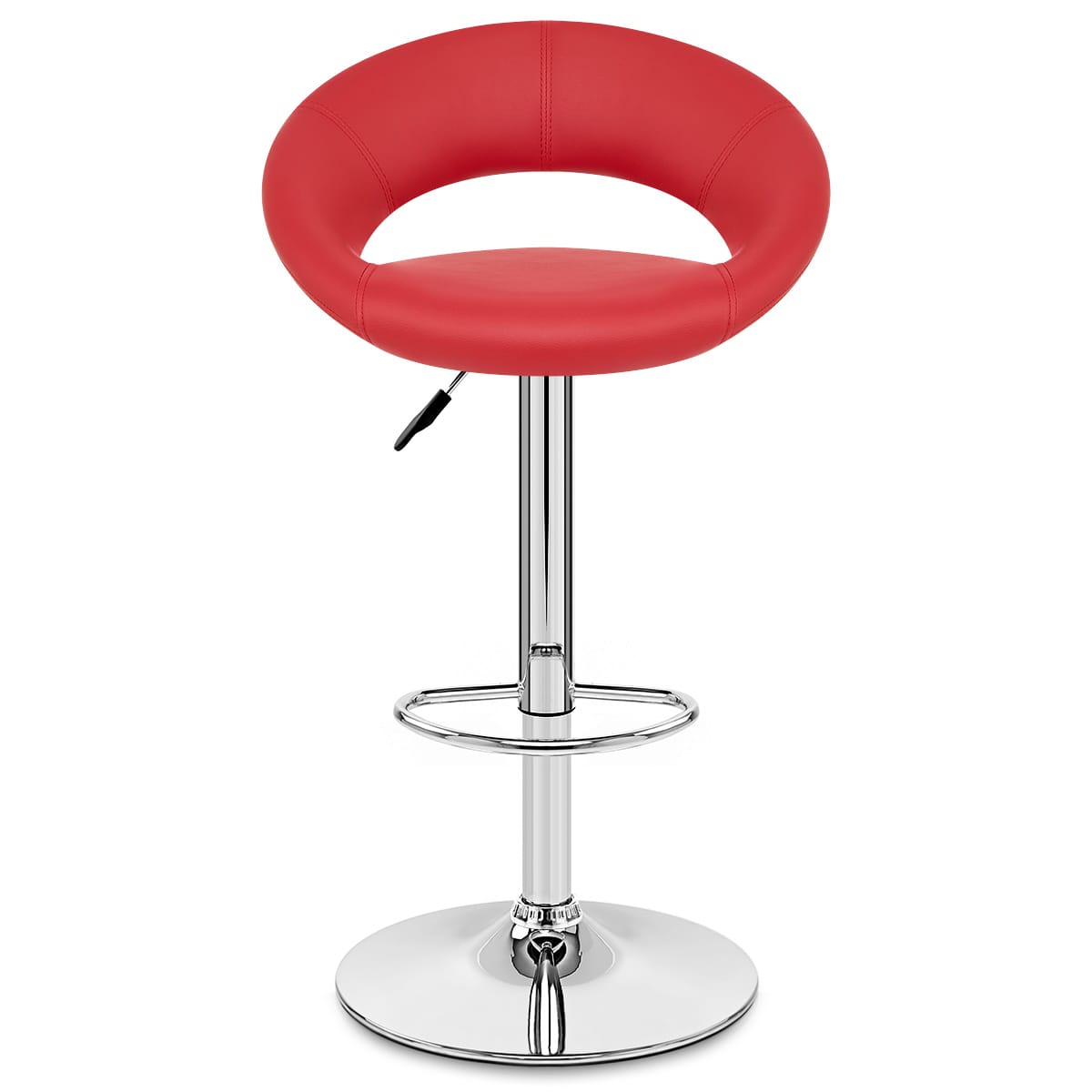 Padded Crescent Bar Stool Red