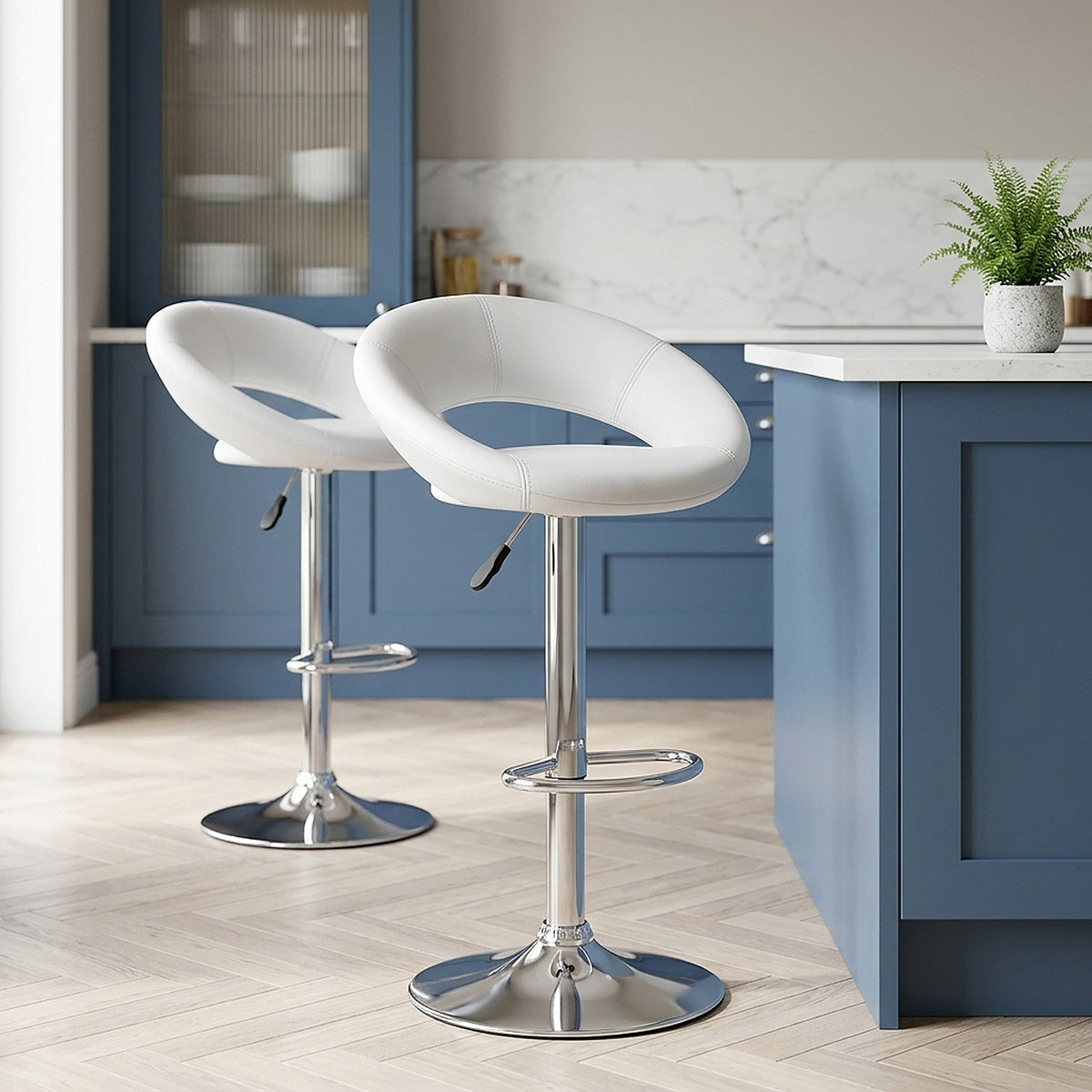 Padded Crescent Bar Stool White