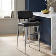 Parker Bar Stool Black Real Leather