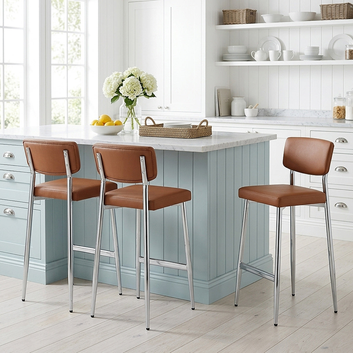 Parker Bar Stool Tan Real Leather