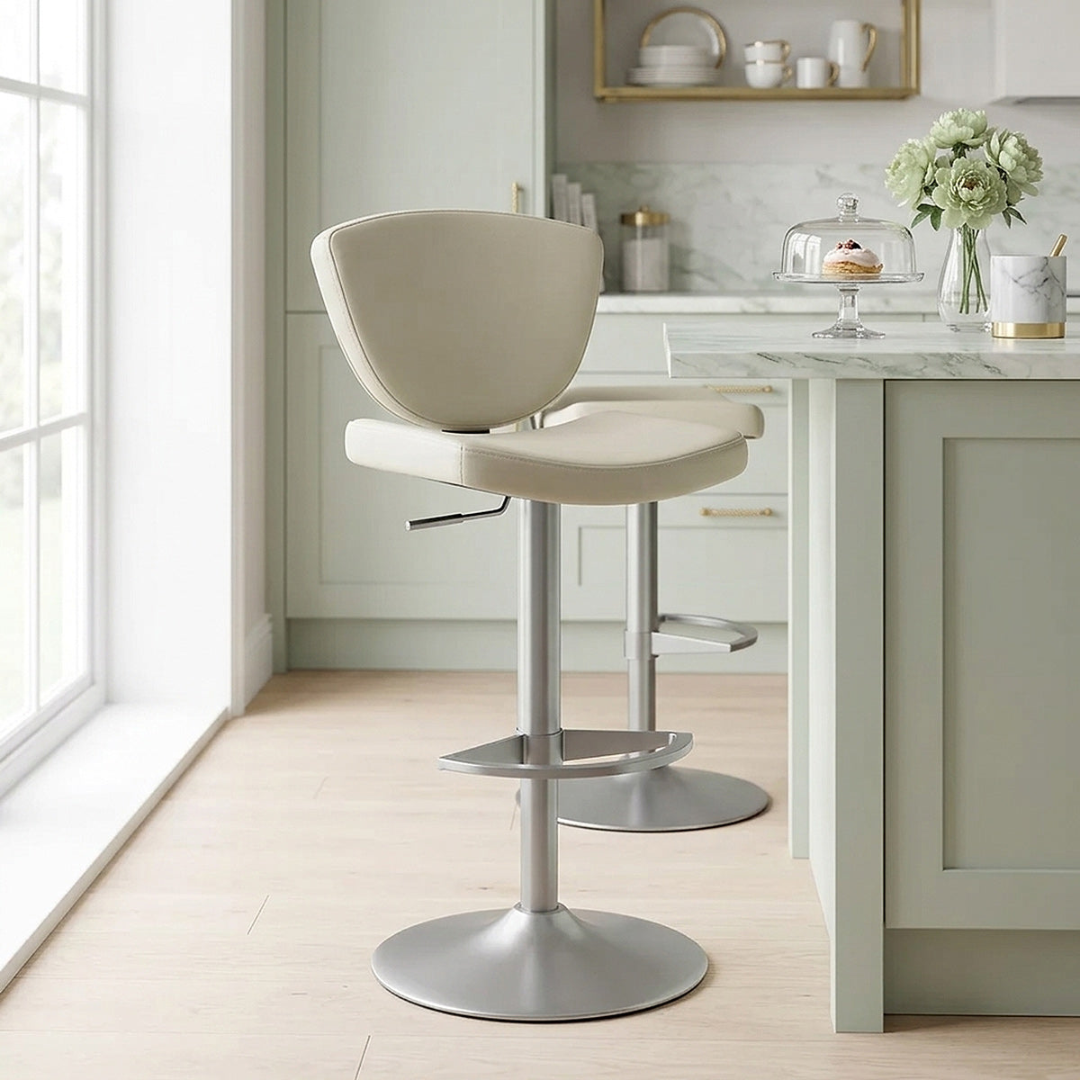 Pearl Real Leather Stool Taupe