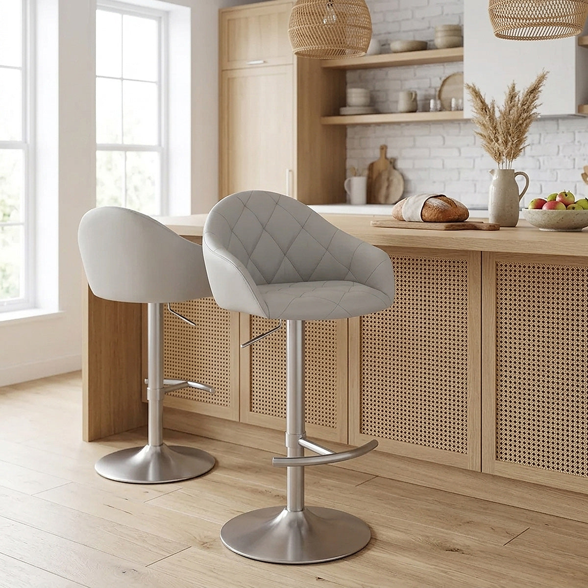 Perry Brushed Steel Stool Grey