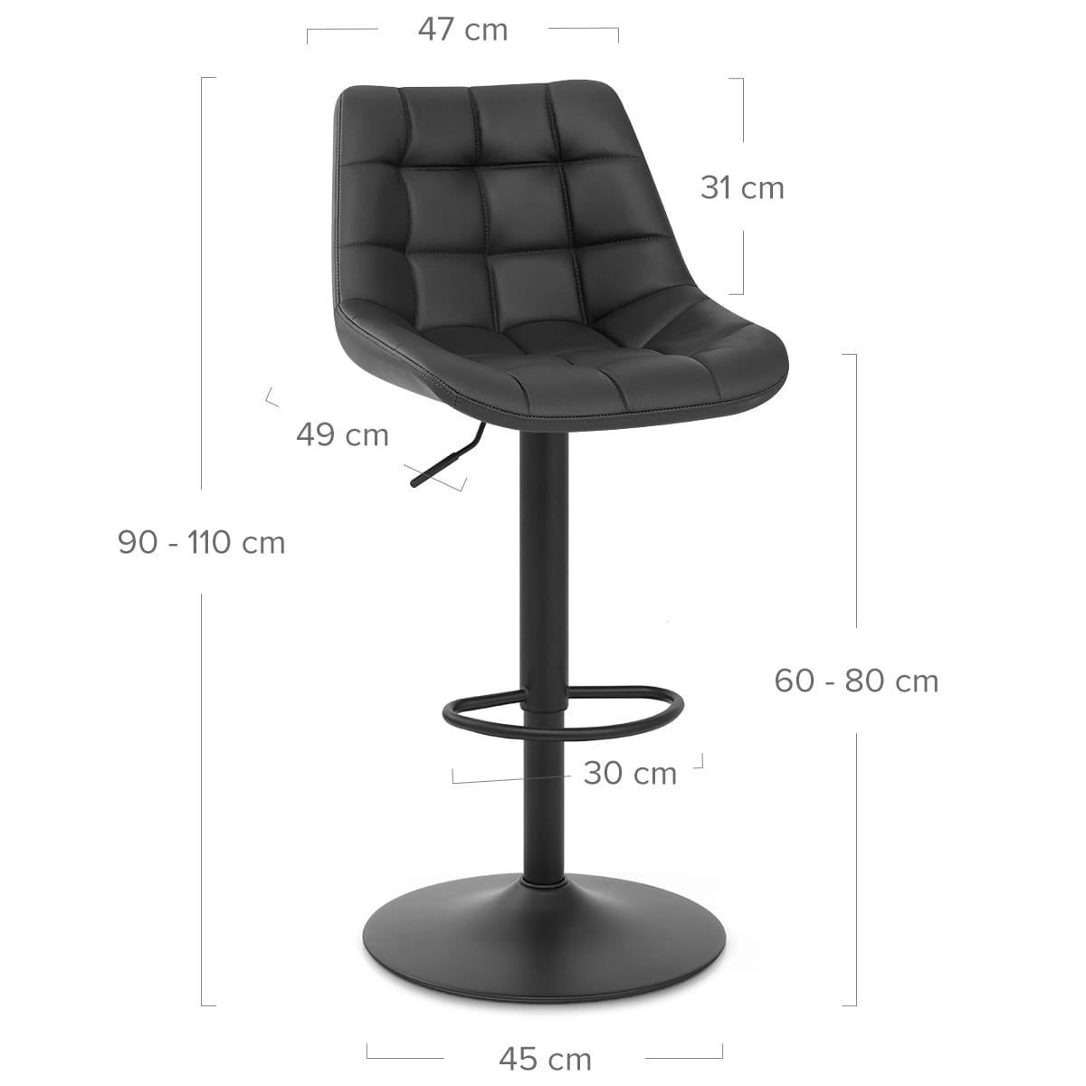 Porto Bar Stool Black Leather