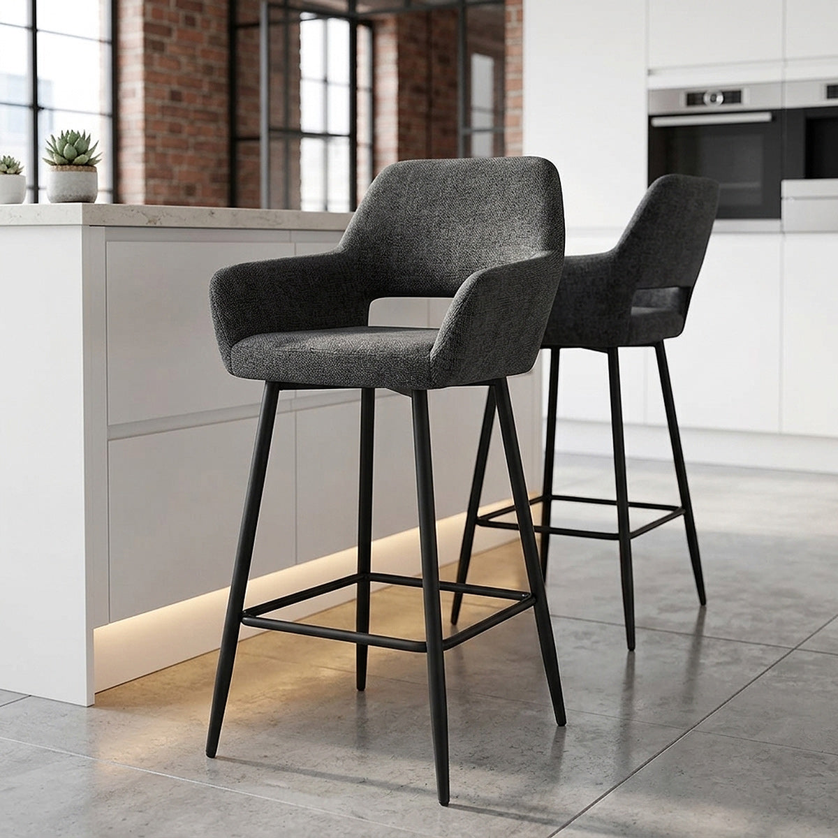 Raven Bar Stool Black Fabric