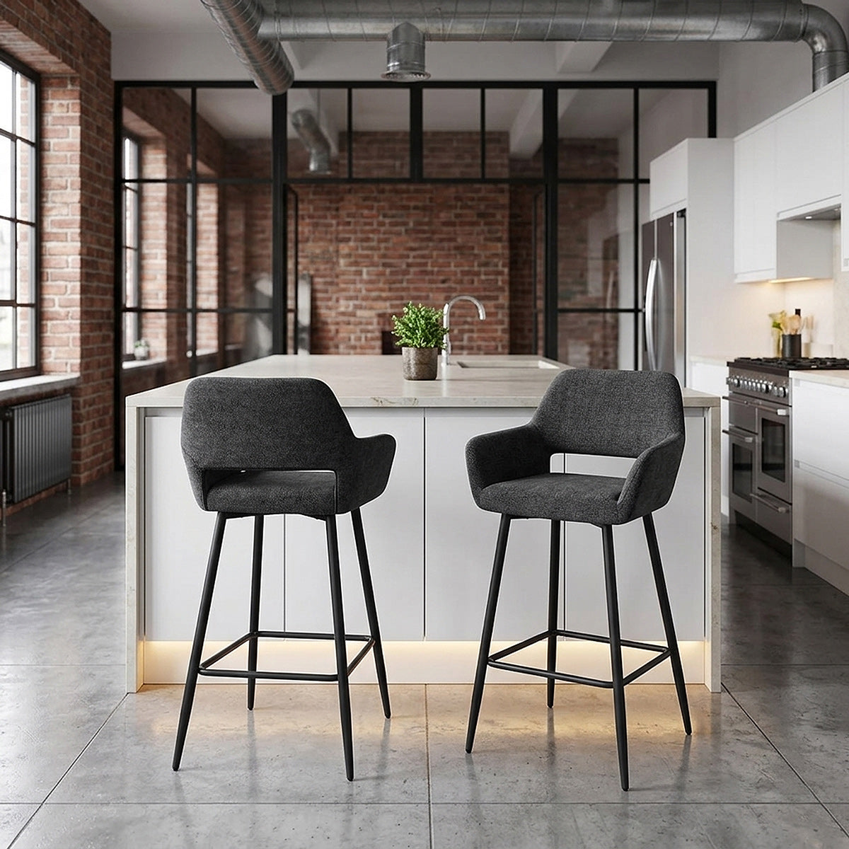 Raven Bar Stool Black Fabric