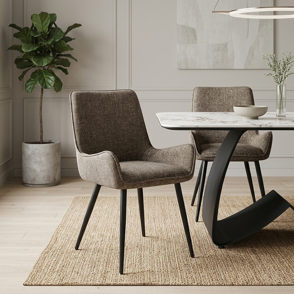 Rene Dining Chair Brown Fabric