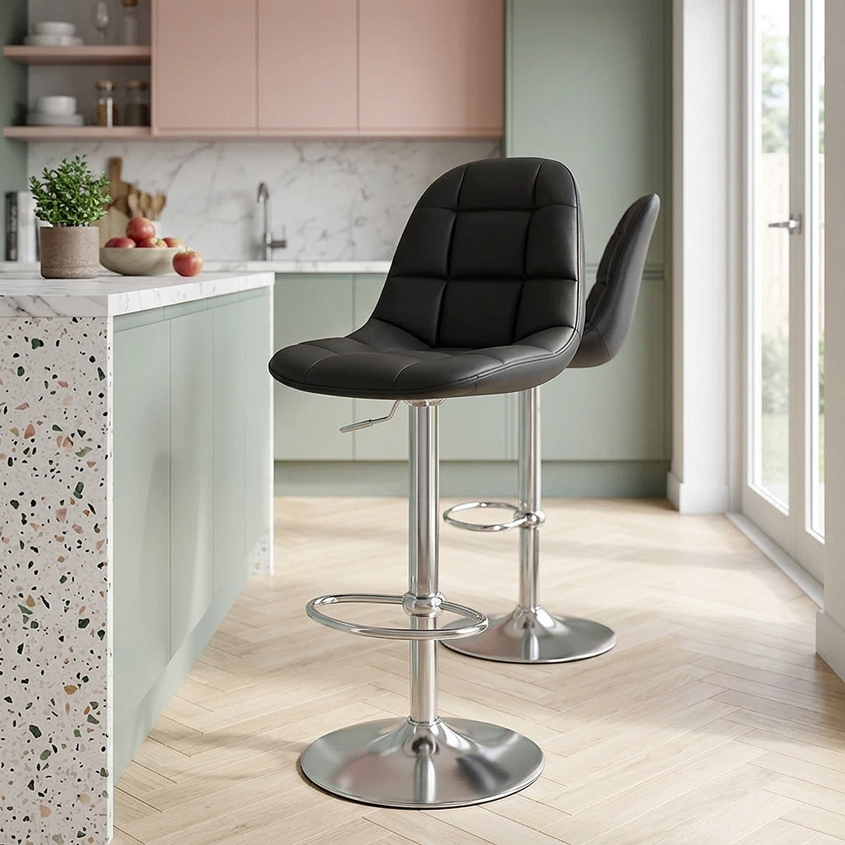 Rochelle Brushed Steel Stool Black