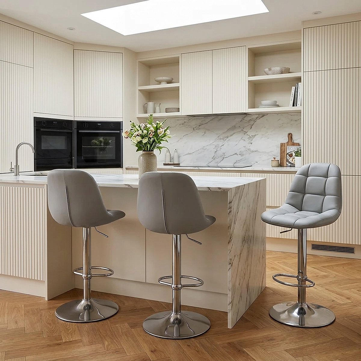Rochelle Brushed Steel Stool Grey