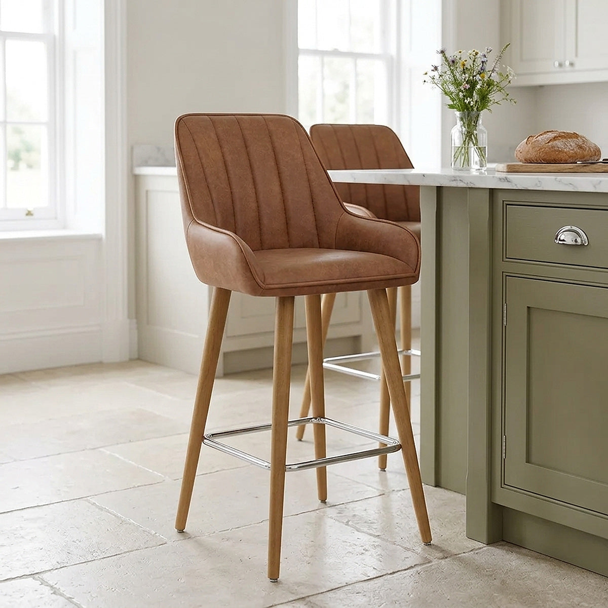 Rosa Oak Bar Stool Tan