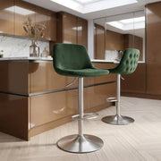 Scoop Brushed Stool Green Velvet