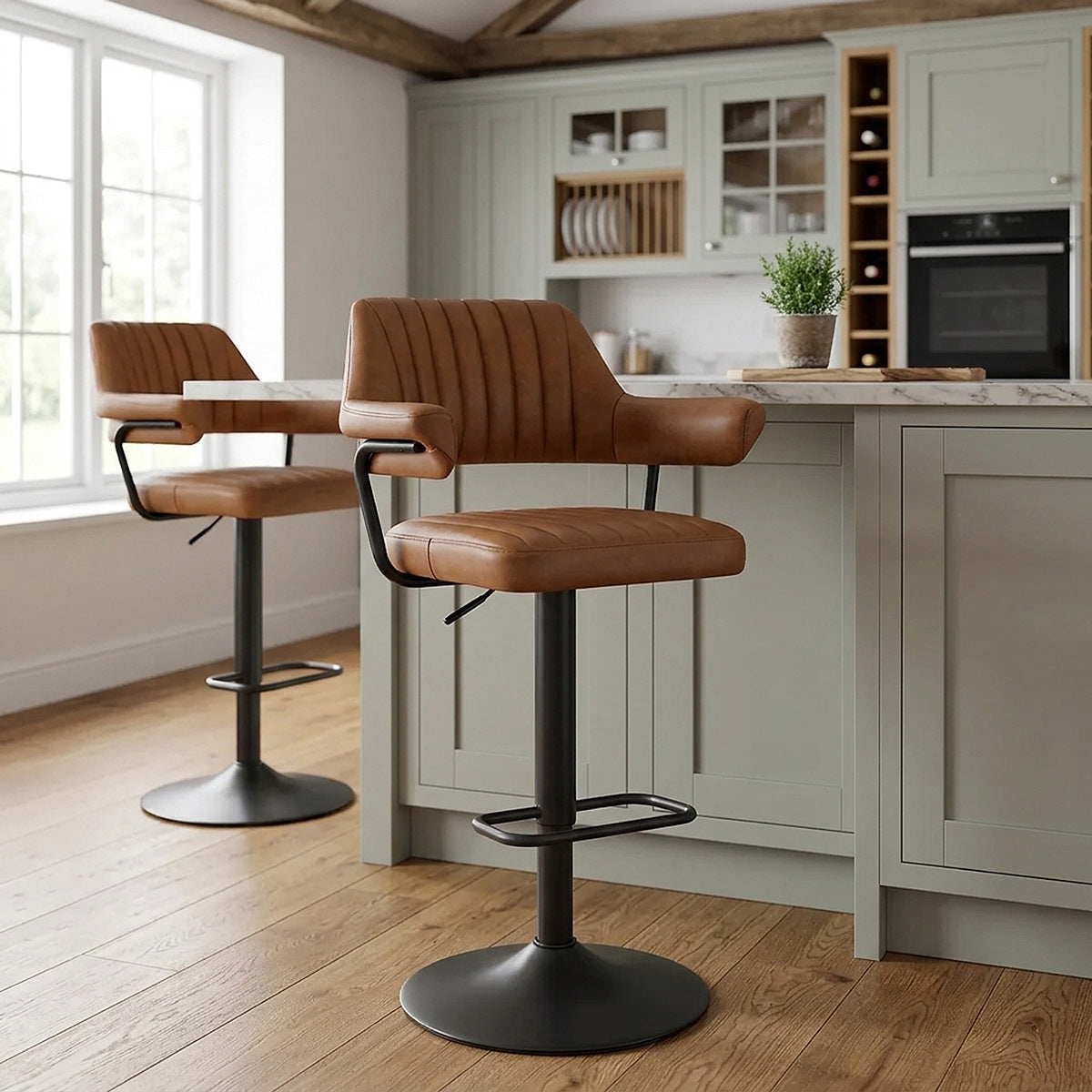 Scout Real Leather Stool Brown