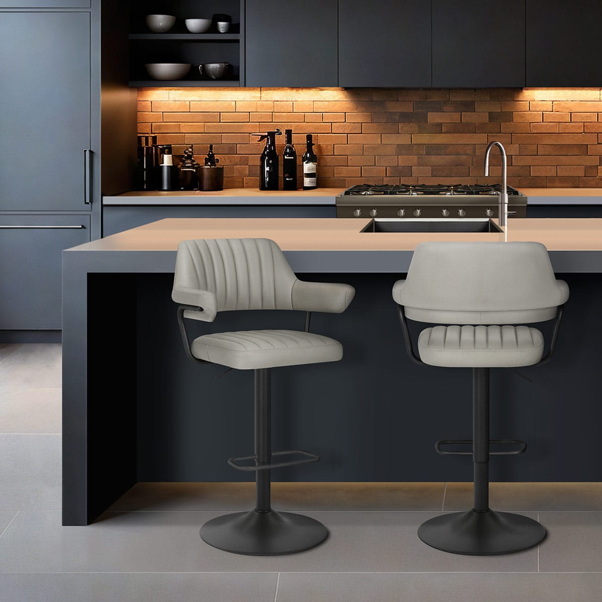 Scout Real Leather Stool Light Grey