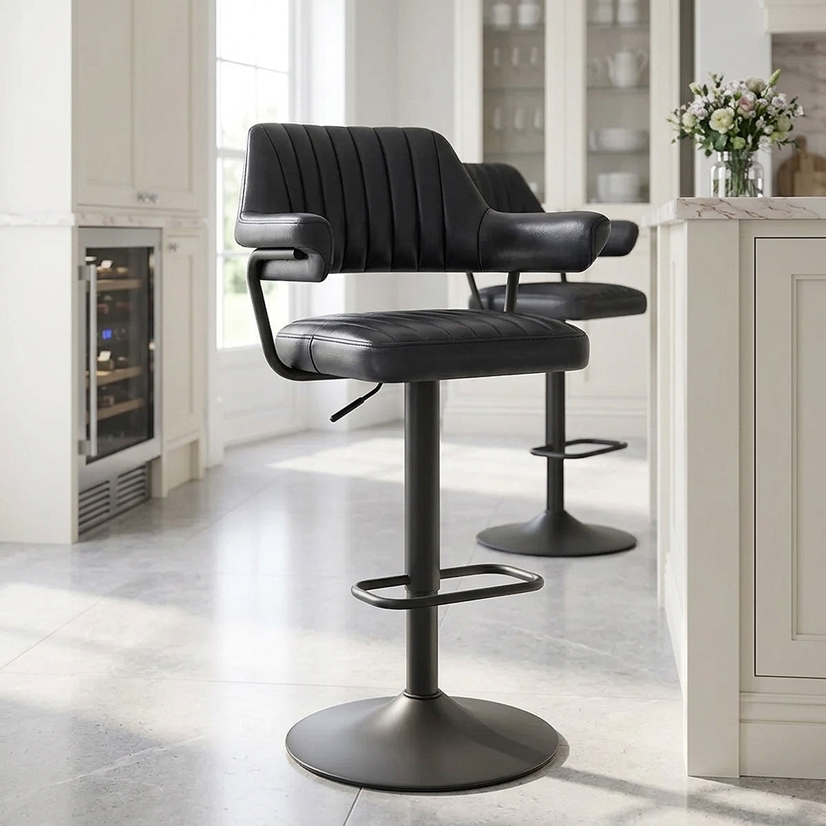Scout Real Leather Stool Antique Charcoal