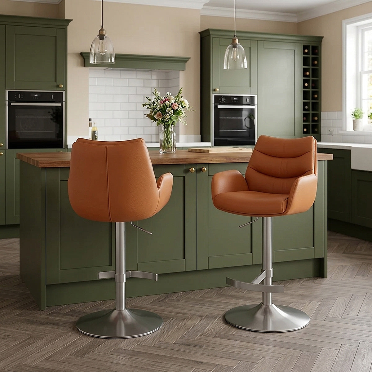 Seville Real Leather Brushed Stool Tan