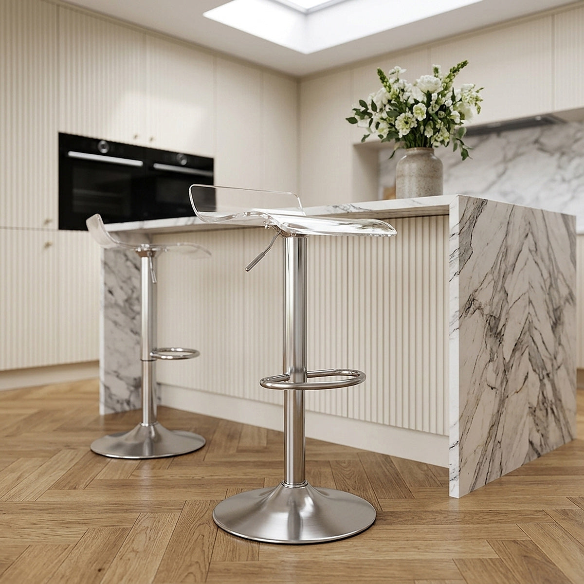 Shimmer Translucent Brushed Stool Clear