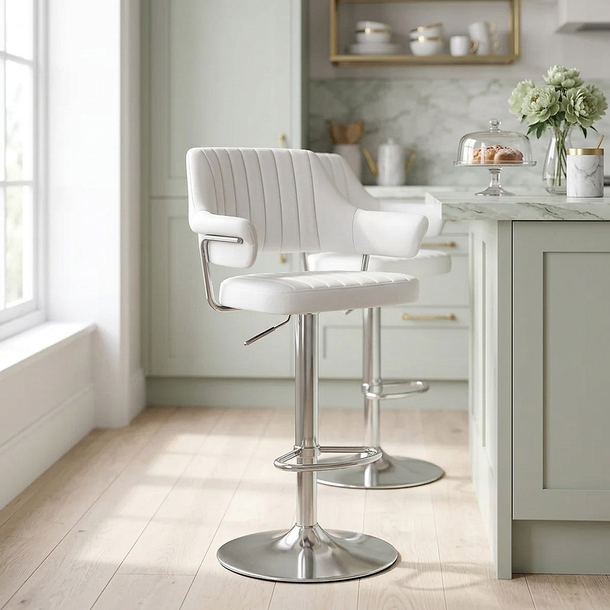 Skyline Brushed Bar Stool White