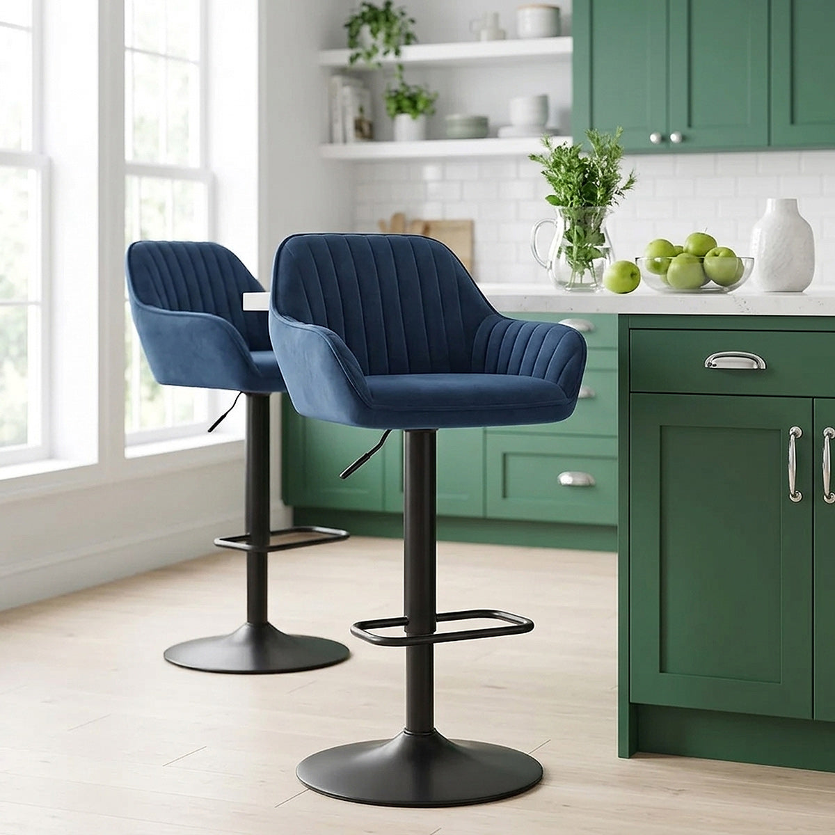 Sol Bar Stool Blue Velvet