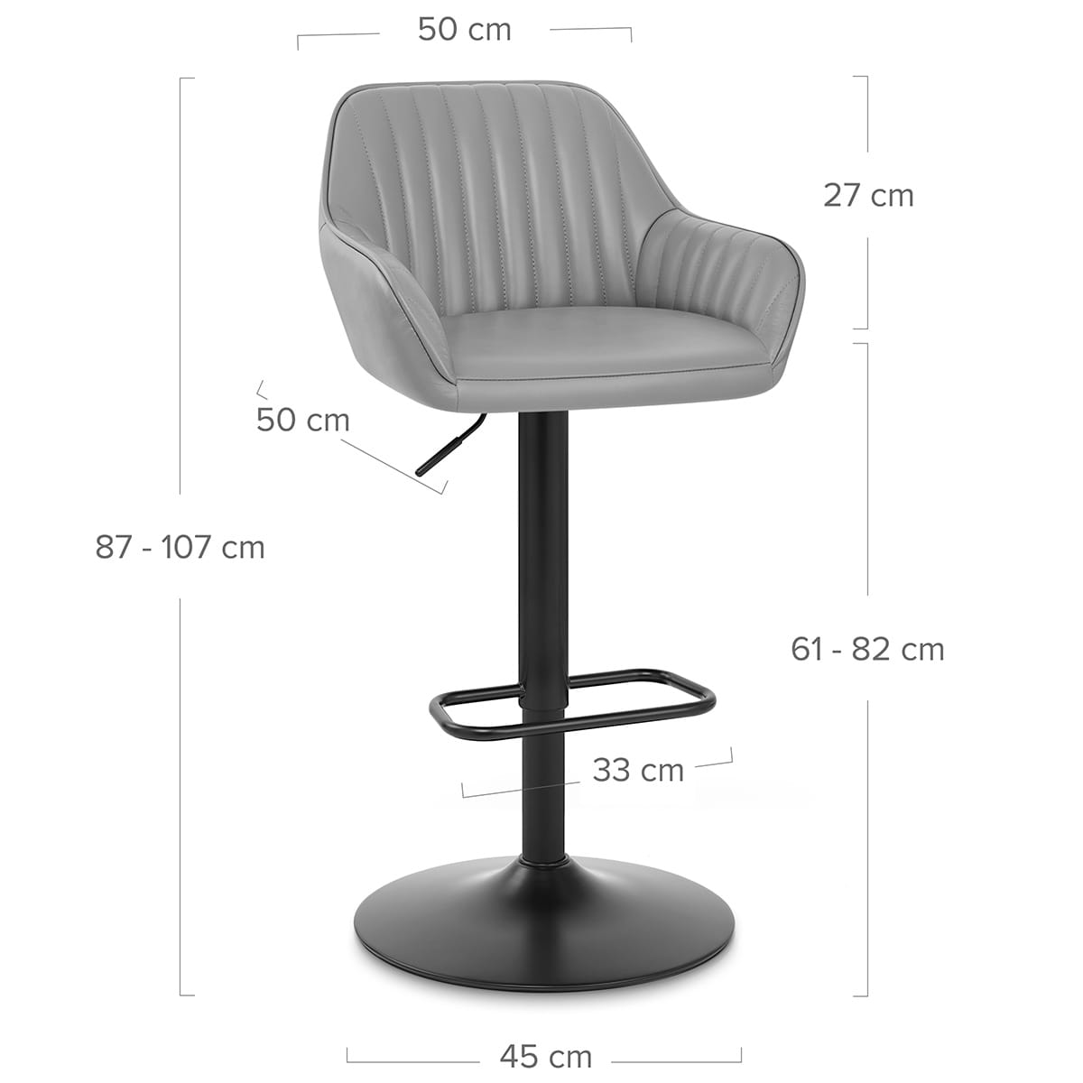 Sol Real Leather Bar Stool Grey