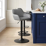 Sol Real Leather Bar Stool Grey