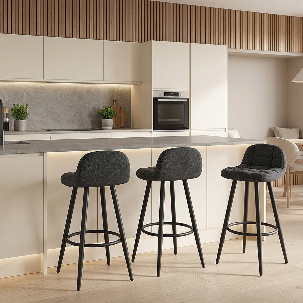 Solo Bar Stool Black Fabric
